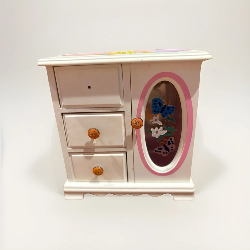 Vintage Rare Looney Tunes Tweety Bird wood and glass jewelry box